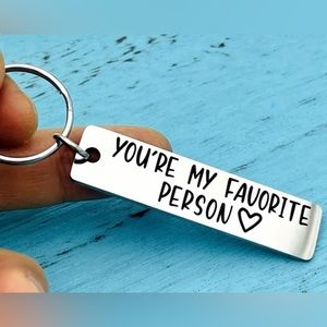 Stainless Steel Oblong Funny Quote Keychain With Ring Buckle
